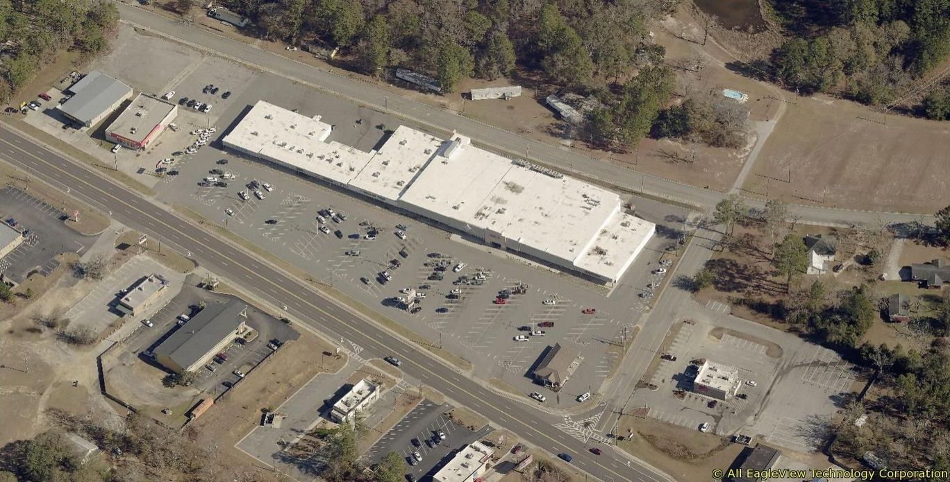 Aerial view of Claxton Square shopping center