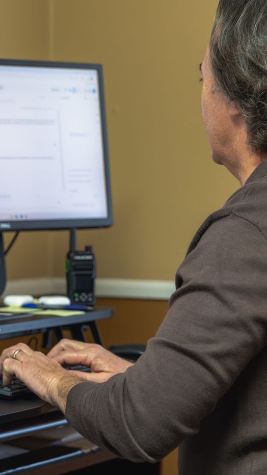 Team member reviewing site data at a computer